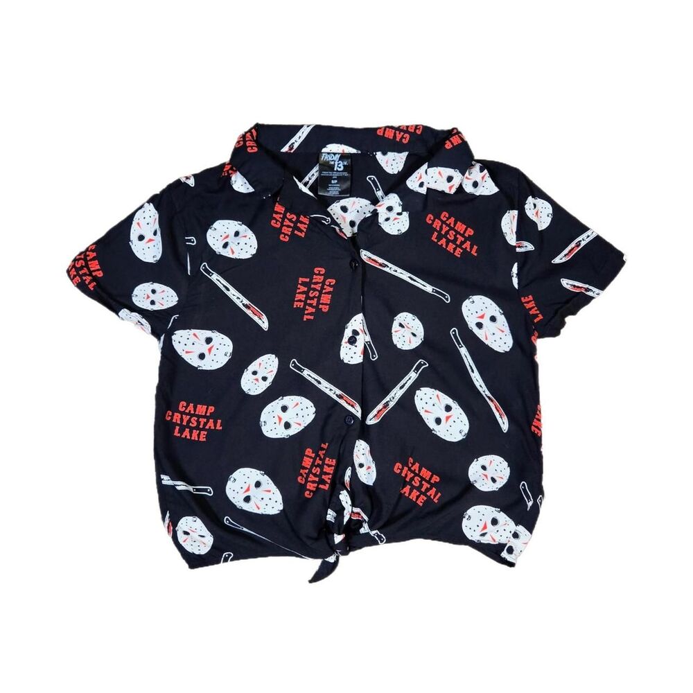 Camp Crystal Lake Button Up Crop Top